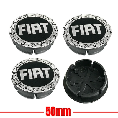 Suitable for FIAT Abarth 500 Marea Multipl Zhiyue Feixiang wheel hub cap center cover (Car logo) - wheat-ear-black-background-with-silver-label-50mm-set