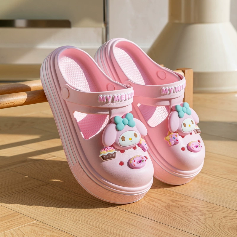 Hello Kitty, летняя пляжная обувь на платформе, детская горка, тапочки, сумка для обуви, семейный стиль
