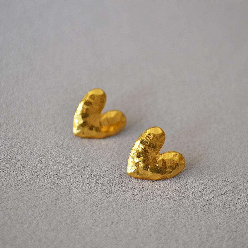 1 Pair Quantity 1 Pair Elegant Retro Heart Shape Brass Ear Studs
