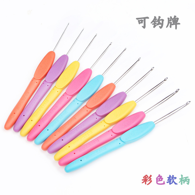 Hookable Soft Handle Crochet Handmade Knitting Tool Set Colorfulful Stainless Steel Sweater Crochet Hook Wool Ball Needle