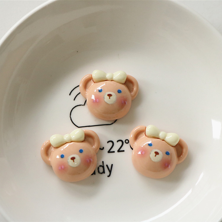 樹脂ジュエリーアクセサリーヘアピンヘアアクセサリー diy 素材クリーム接着剤携帯電話ケース衣類ステッカー光沢のあるクマケーキ K3|undefined