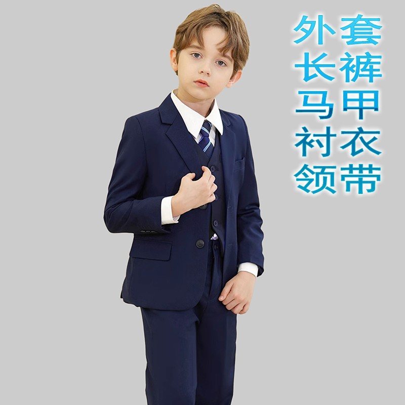 2024子供のスーツのスーツの男の子の小さい司会者のドレスの中で大きい子供のピアノの演服の花の子供の男の子のスーツ