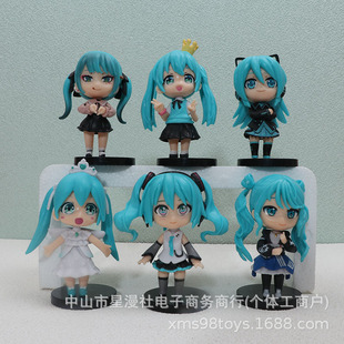 6 стиль Q версия hatsune анимация вторичный Юань красивая девушка синий волосы hatsune Ручка игрушка Кампания кукла модель украшение