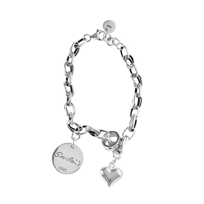 2021 Nuevo Lingote Retro Desgastado Corazón Pulsera Femenino Ins Especial-interés Diseño Redondo Marca Estudiante Estilo Frío Simple display picture 1