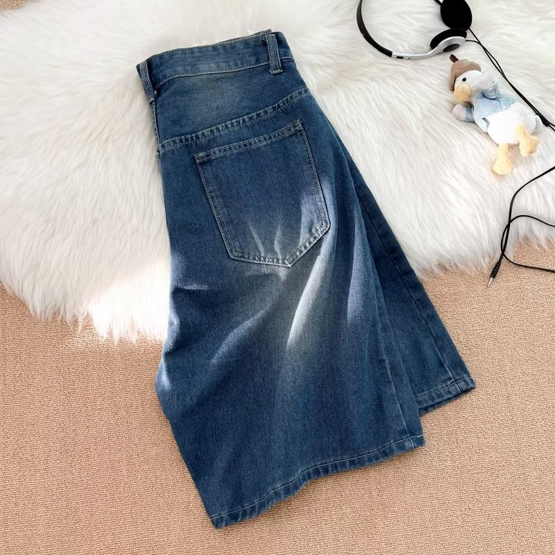Retro Washed Denimshorts Herren Japanische Splicing Sommershorts_voghion.com