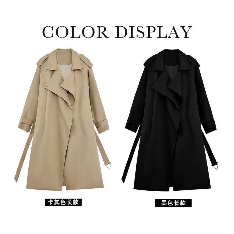 Korean Version 2025 New Style Petite Drapey Elegant British Style Short Coat Trench Coat with Belt for Women Mid-Length