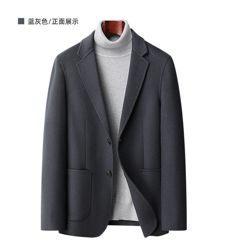 Áo vest nam dáng ôm cổ vest một hàng hai nút chất liệu len lông cừu — Màu xám, Màu đen, Vàng nghệ, Xanh Lam Xám chi tiết 14