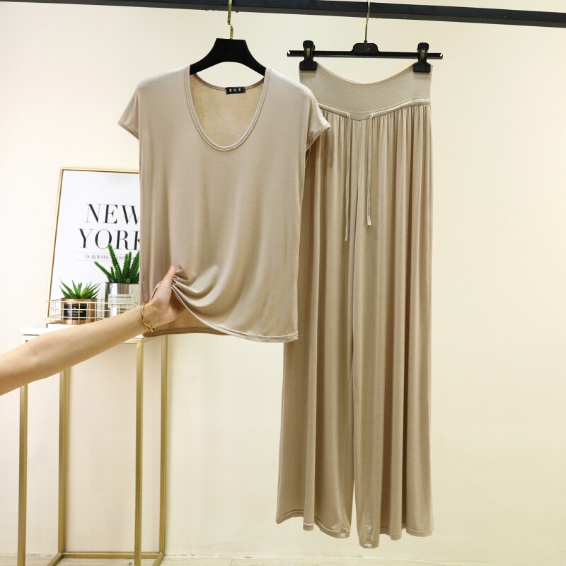 Modal Pajama Set for Women, Summer Thin Sleeveless Long Pants, Simple Casual Two-Piece Set, Can Be Worn Outside as Loungewear Modal Pajama Set for Women, Summer Thin Sleeveless Long Pants, Simple Casual Two-Piece Set, Can Be Worn Outside as Loungewear