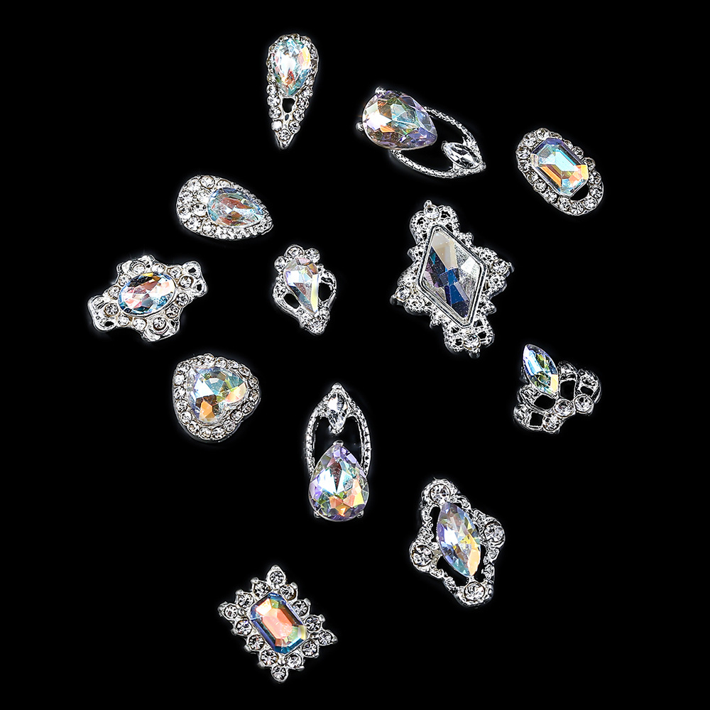 8g Weight Nail Decoration Accessories Nail Supplies 10 PCS/Package Quantity Nail Beauty Rhinestone Ornaments Japanese Alloy Transparent Oval Shaped Square Diamond Nail Wear Manicure DIY Accessories Wholesale