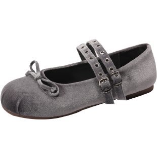 Zapatos de ballet de terciopelo de doble botón, zapatos de mujer, suela suave de noche, 2025 nuevos zapatos de arco francés, Mary Jane.