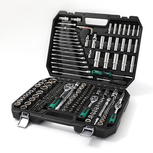 216Pcs Black Box Set Tool Box Ratchet Wrench Chrome Vanadium Steel Sleeve Multi-Model Combination Car Repair Tools