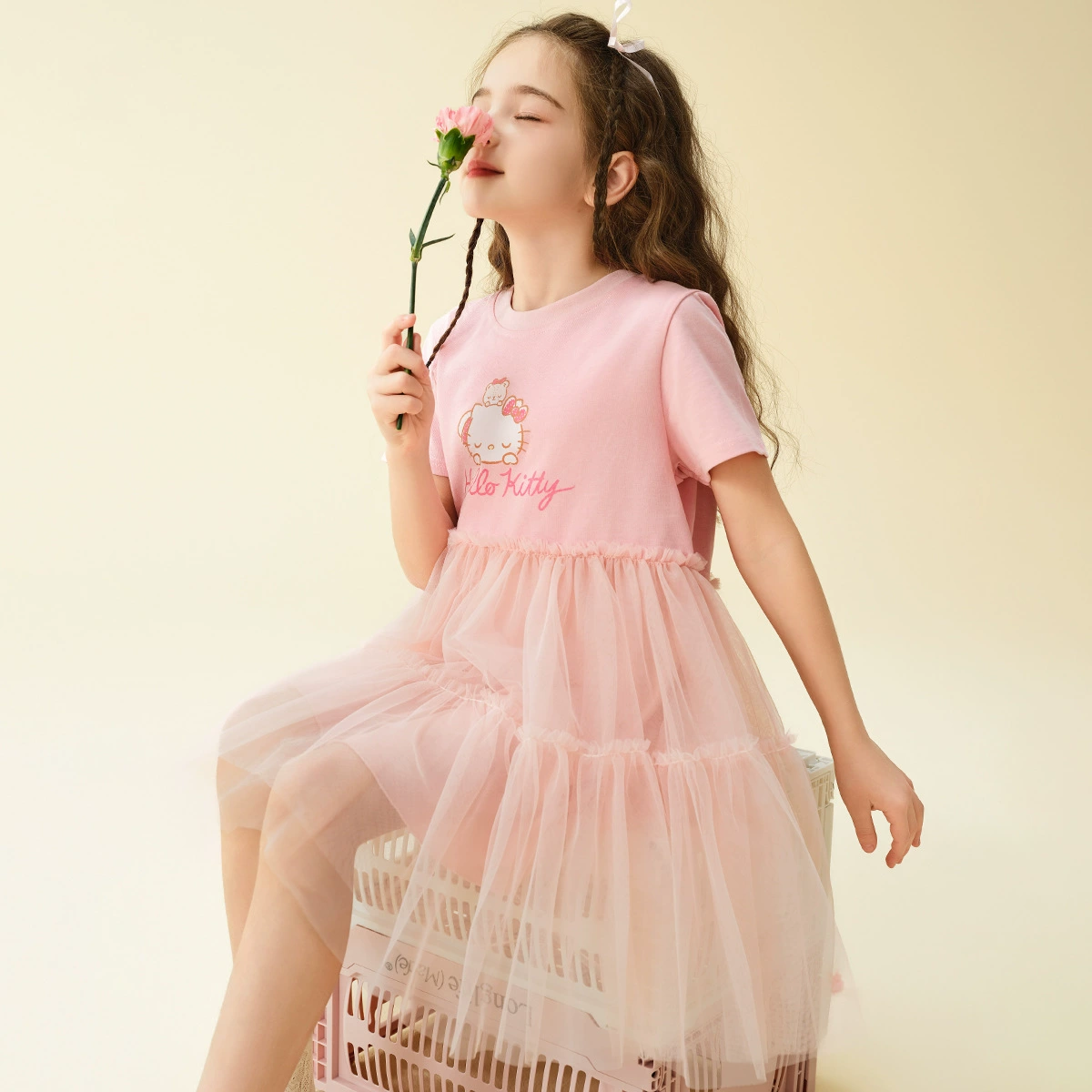 HelloKitty Hello Kitty 2024 летний новый стиль девушки мода иностранная сладкая сетчатая юбка
