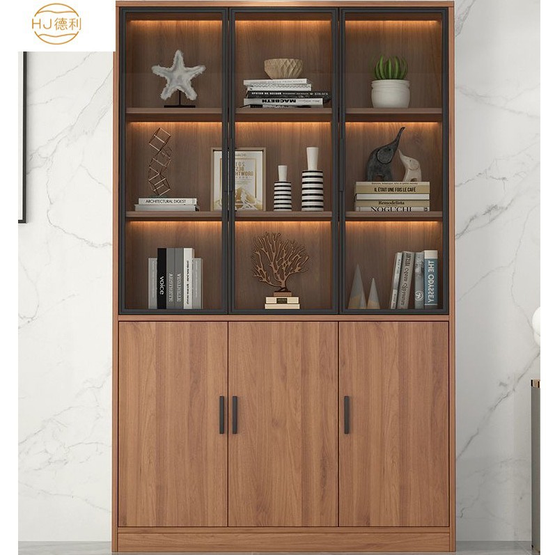 Wall Bookcase Office Glass Door Cabinet Living Room Display Cabinet Storage Bookcase Study Office File Cabinet