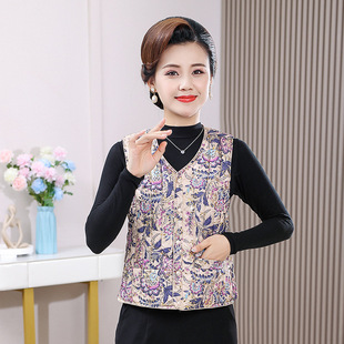 Mom's Autumn and Winter Clothing, Middle-Aged and Elderly Women's Vests, New Style, Middle-Aged and Elderly People's Close-Fitting Lining, down Cotton Vests and Vests