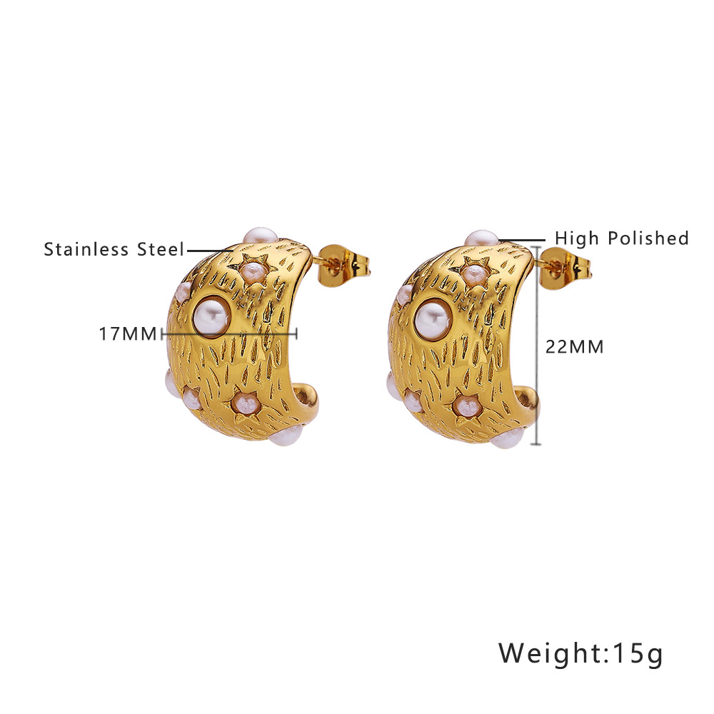 304 Stainless Steel Material Heart Shape Pattern 1 Pair Elegant Retro Heart Shape 304 Stainless Steel Ear Studs
