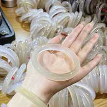 天然天然冰透玉髓镯子高端冰种玛瑙手镯女翡翠荔枝白月光2025新款