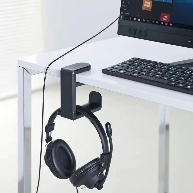 No-Drill Clip-On Headphone Stand, 360-Degree Rotating Headphone Holder, Miscellaneous Storage Hanger