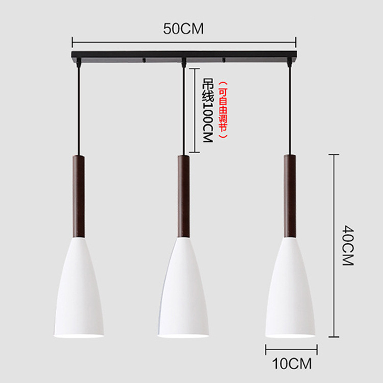 Lámpara de comedor de estilo nórdico, simple y moderna, comedor gris blanco y negro de tres cabezas, sala de estar, dormitorio, barra de bar, candelabro pequeño