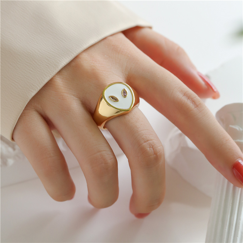 copper dripping oil alien shape open ring wholesale jewelry Nihaojewelry