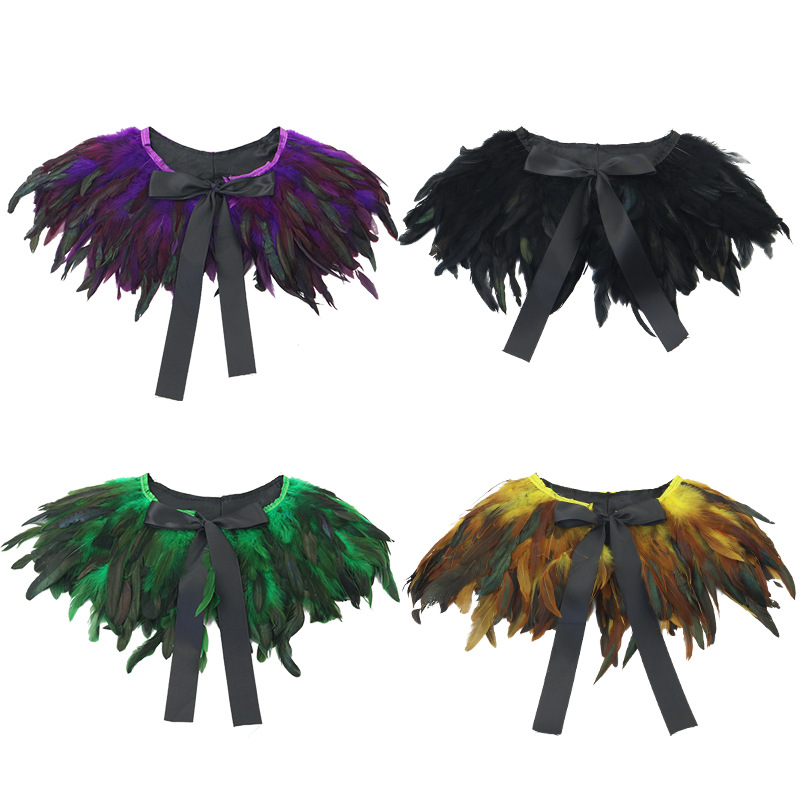 Nuevo estilo gótico colorido plumas chalos de pelo de pollo bufandas de pelo de pollo collar falso Halloween joyas de baile de maquillaje