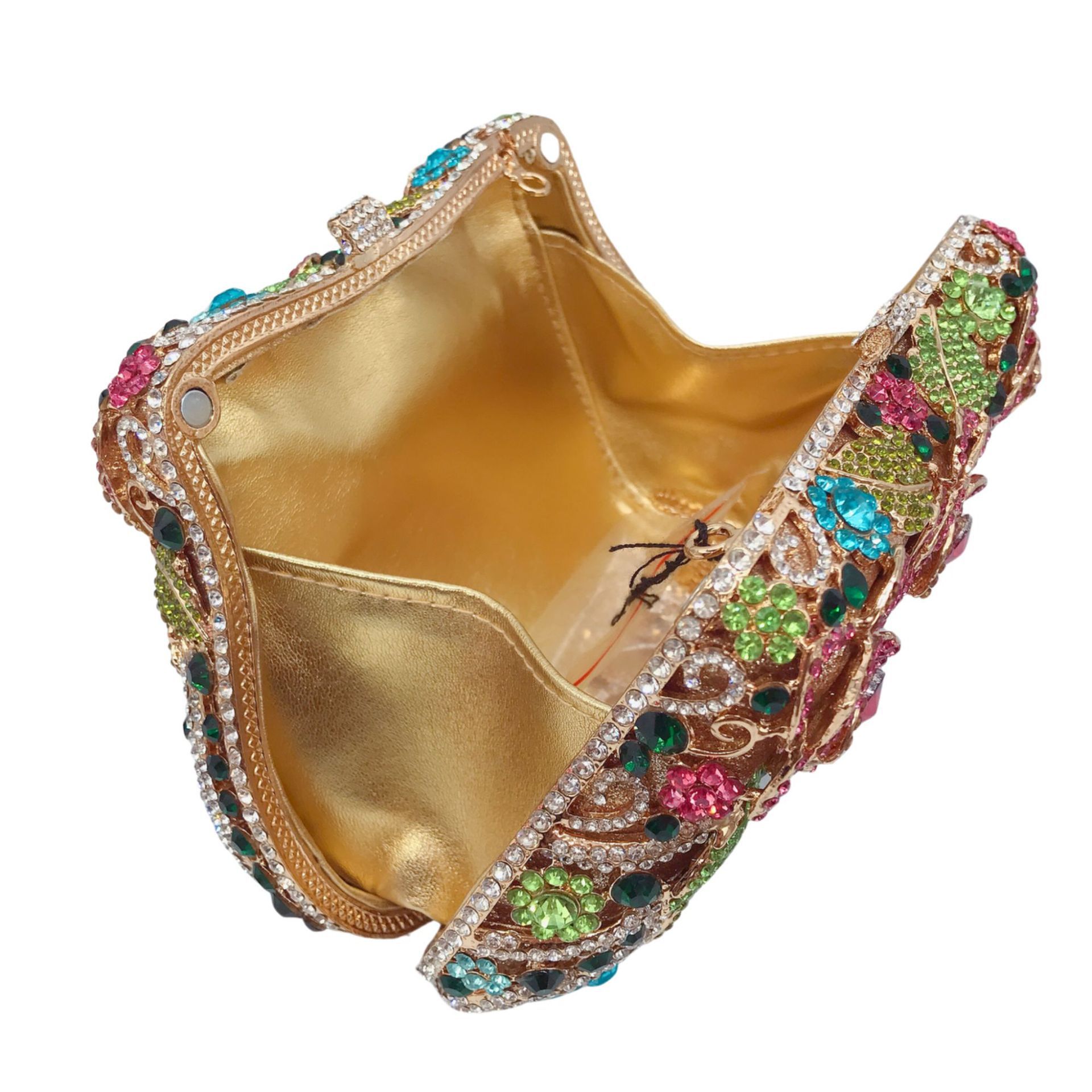 Cross-border nuevo hueco rosa con diamantes bolsas de cena de diamantes bolsas de moda de mano de mujer embrague de cristal