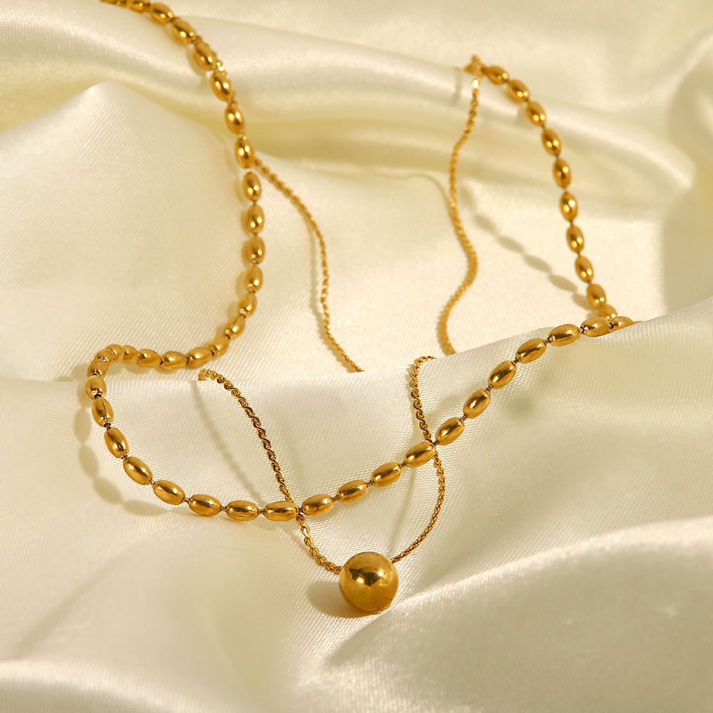 Fashion Geometric Stainless Steel Plating Layered Necklaces