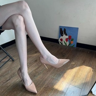 Nude High Heels Stiletto 2024 New Spring & Fall French Pointed Toe Shallow Mouth Versatile Etiquette Professional Elegant Flats for Women