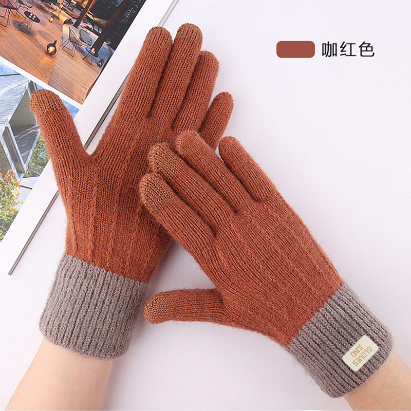 Guantes cálidos con pantalla táctil y diseño de pata de gato, seleccionados con cuidado, a bajo precio, para mujer, guantes de punto gruesos con forro polar para otoño e invierno, para protección contra el frío.