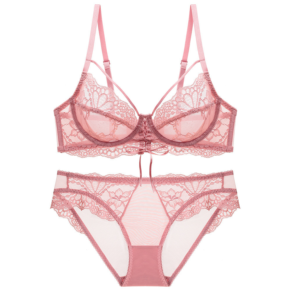 Traje de ropa interior sexy europeo y americano traje de ropa interior sexy delgada de verano pecho grande lado pequeño cerrado traje de sujetador de mujer antideslizante