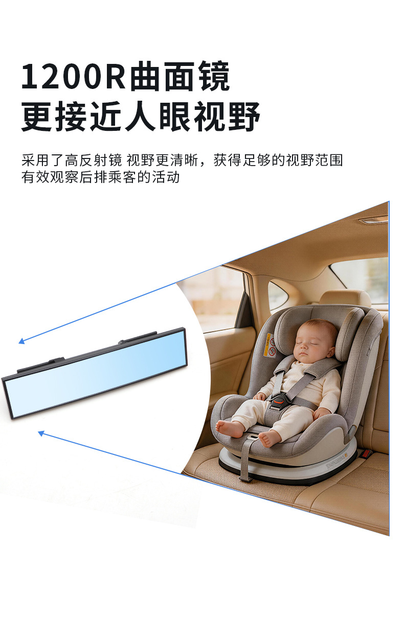 Multifunctional Car-Mounted Baby Observation Mirror, Rearview Auxiliary Mirror, High-Definition Wide-Angle Safety Seat Reflector, In-Car Blind Spot Mirror