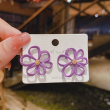 【925银针】韩版紫色系耳环2020新品紫罗兰甜美花朵花瓣耳饰耳钉