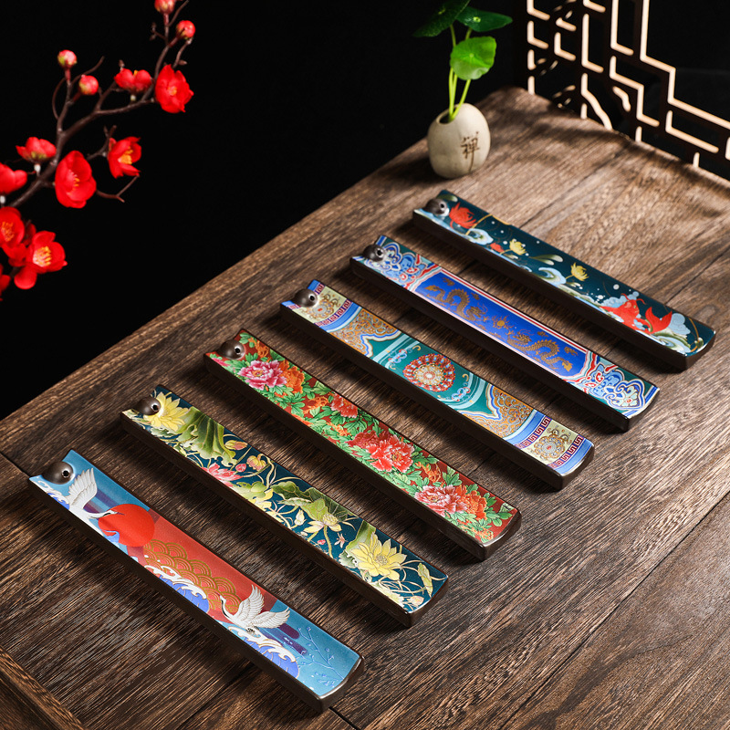 厂家直销陶瓷珐琅线香炉香插摆件薰香炉创意家居书房室内摆件代发