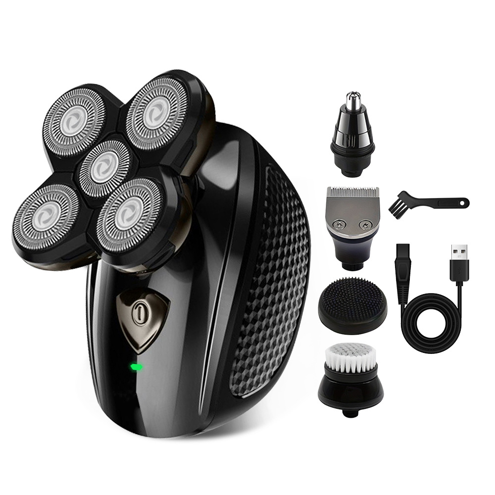 Afeitadora Eléctrica Lavable de 5 Cabezales de Acero Inoxidable con Pantalla LED Flotante