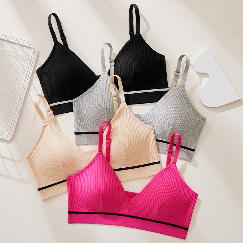 Transfronterizos de dama sexy ropa interior de pecho pequeño para mujeres sujetadores deportivos sin anillo de acero de soporte para evitar caídas sujetadores de mujer