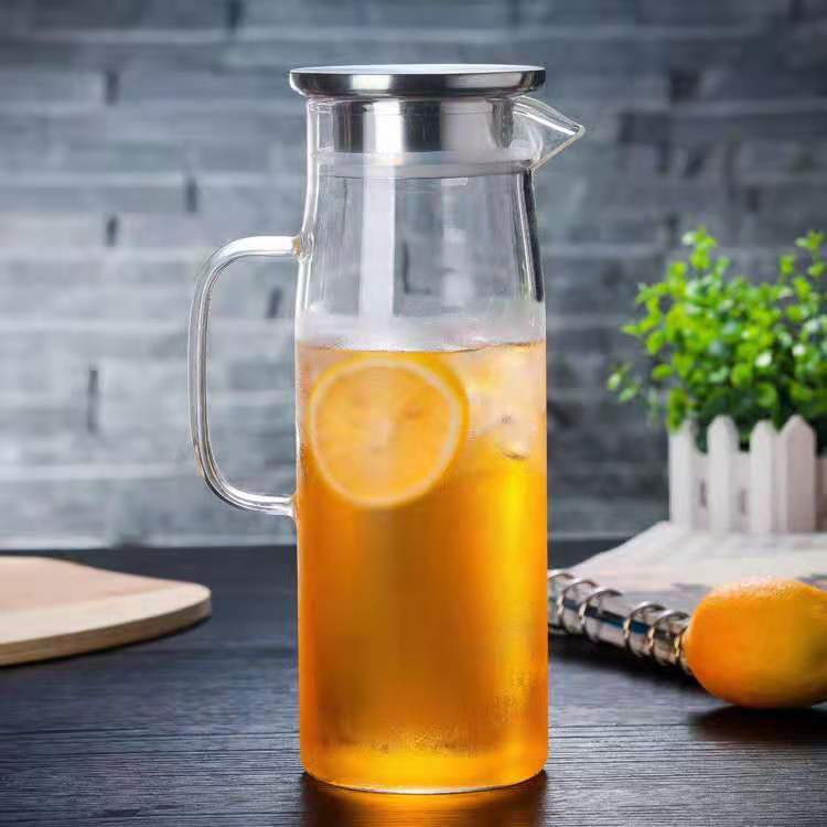 Hervidor frío recto simple y transparente, olla de agua fría de gran capacidad resistente a altas temperaturas para el hogar, bebida de borosilicato, jarra de jugo