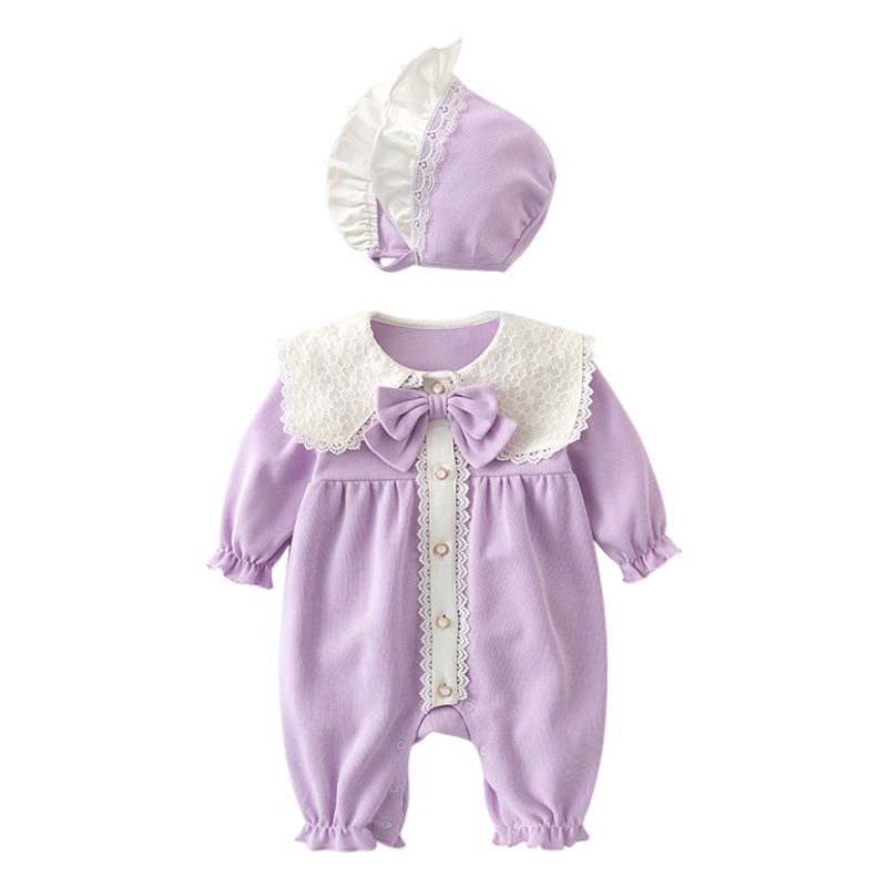 Chenwo ropa para niños mono de bebé 2024 estilo de otoño bebé niña fuera ropa de estilo occidental mameluco de un año mameluco de manga larga