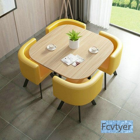Fitbo Simple Modern Dining Table Small Apartment Home Dining Table and Chairs Table and Chair Negotiation Combination Living Room Round Table Fully Retractable