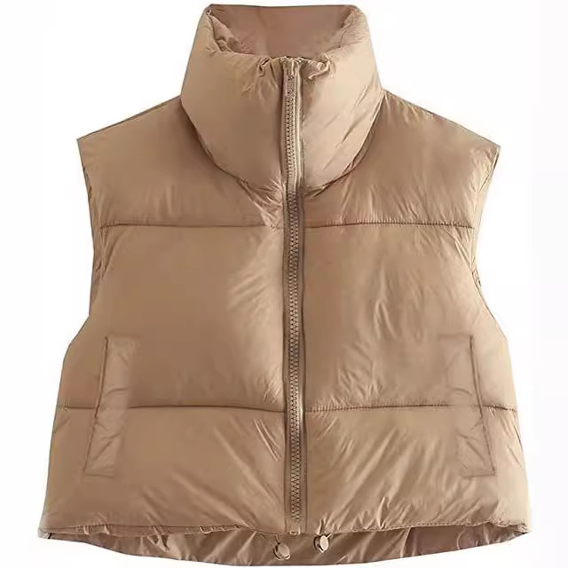 Chaleco de algodón de estilo europeo y americano Chaleco de invierno de las mujeres Chaleco de algodón engrosado chaleco sin mangas de pan