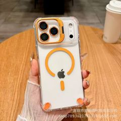 适用苹果17Promax四角气囊手机壳iPhone16U2镜头支架15透明磁吸14