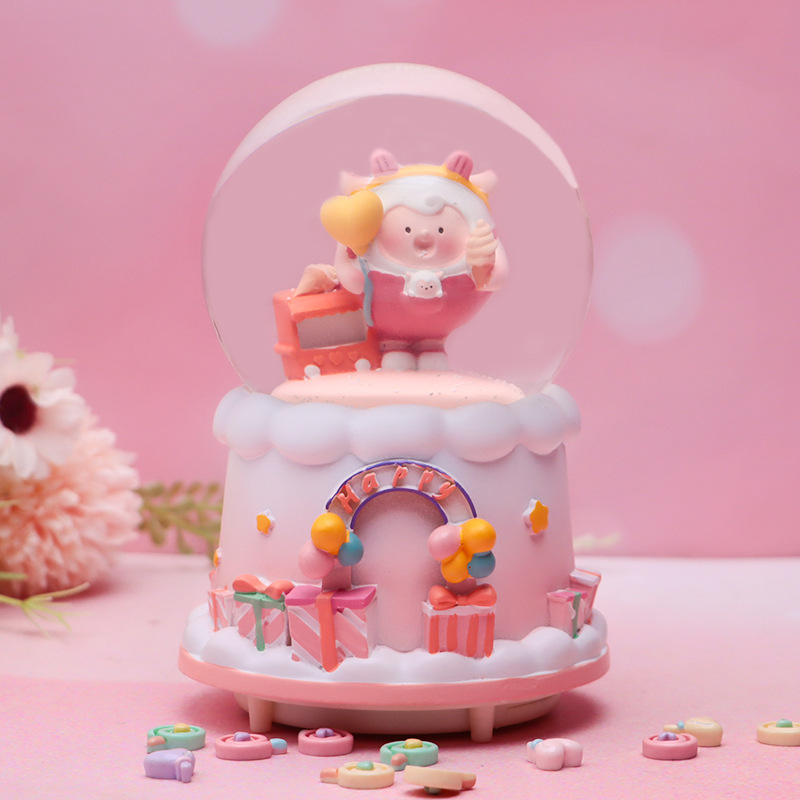 Cute egg boy crystal ball music box glowing snow dongdong-like music…