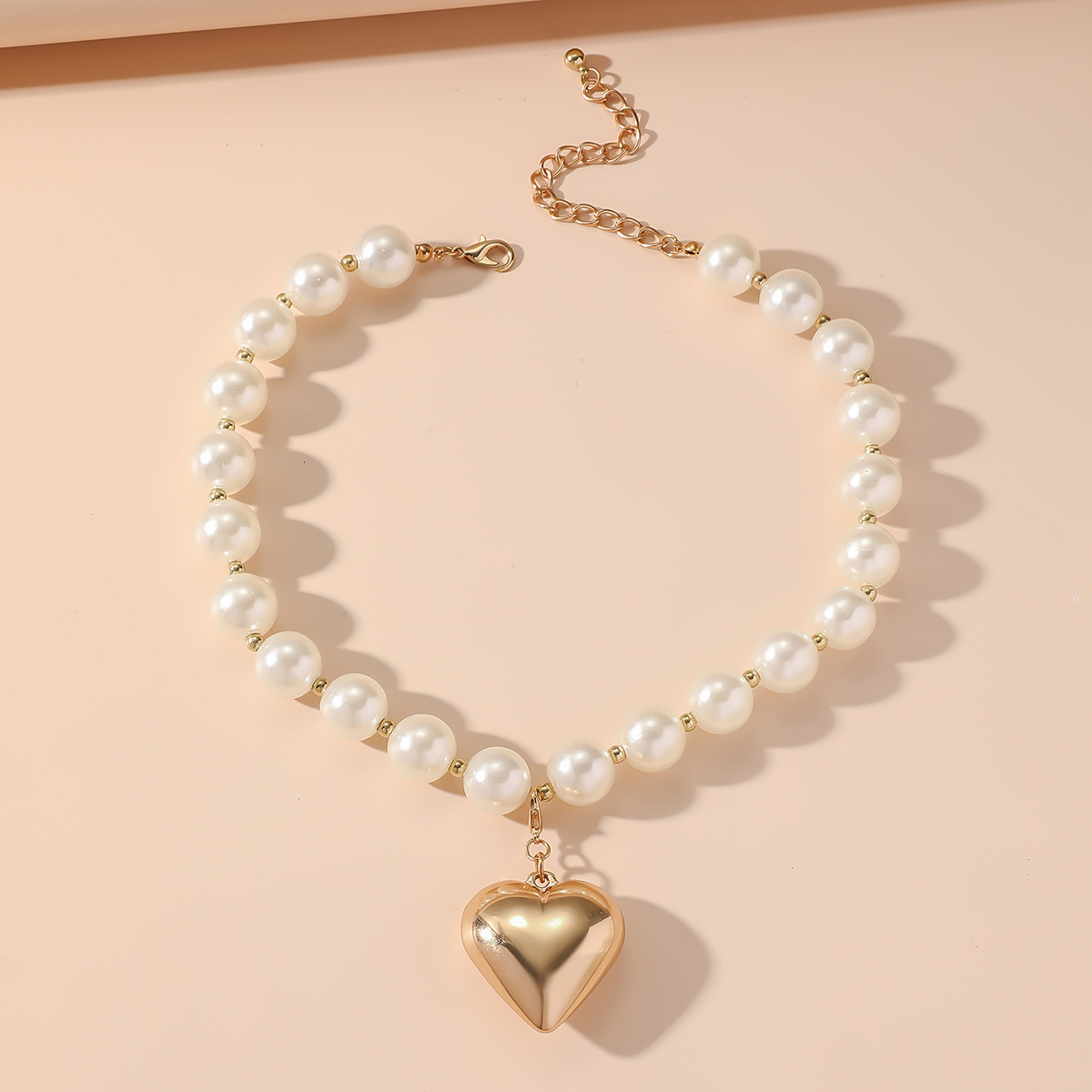 20g Weight CCB Pendant Material Necklace Classification CCB Chain Material 1 Piece Quantity Holiday, Banquet, Travel Occasion CCB Material Heart Shape Pattern Women's Gender Plating Design Simple Style Style Simple Style Heart Shape CCB Wholesale Necklace 9