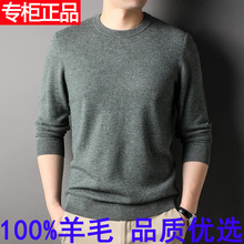 2025秋冬季高档男士100%纯羊毛圆领保暖毛衣针织衫时尚简约羊毛衫