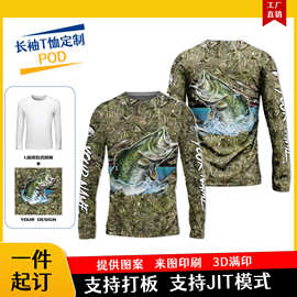 亚马逊欧美长袖T恤POD 3D数码印花圆领打底衫秋季套头成衣一件定