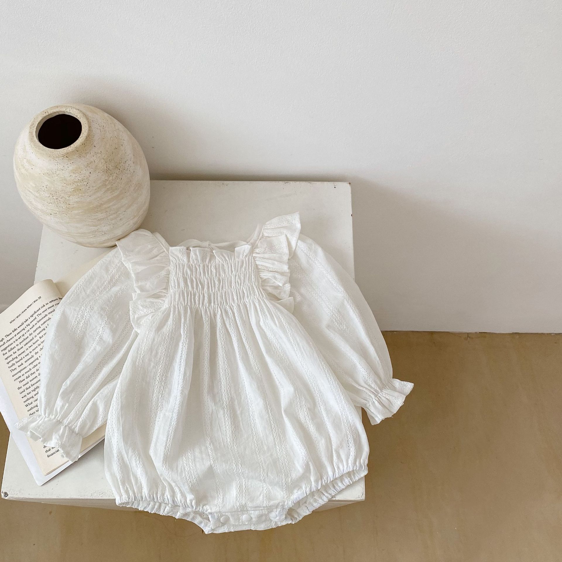 2024 Autumn Girl Baby Flying Strap Ha Yi Folded Long Sleeve Loose Triangle jumpsuit Crawler_voghion.com