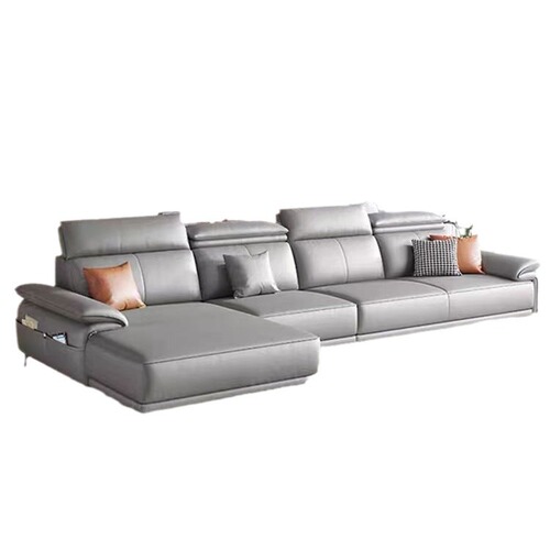 New lightweight luxury cat scratch-resistant leather sofa for living room, small apartment, minimalist modern washable three-seater straight leather sofa