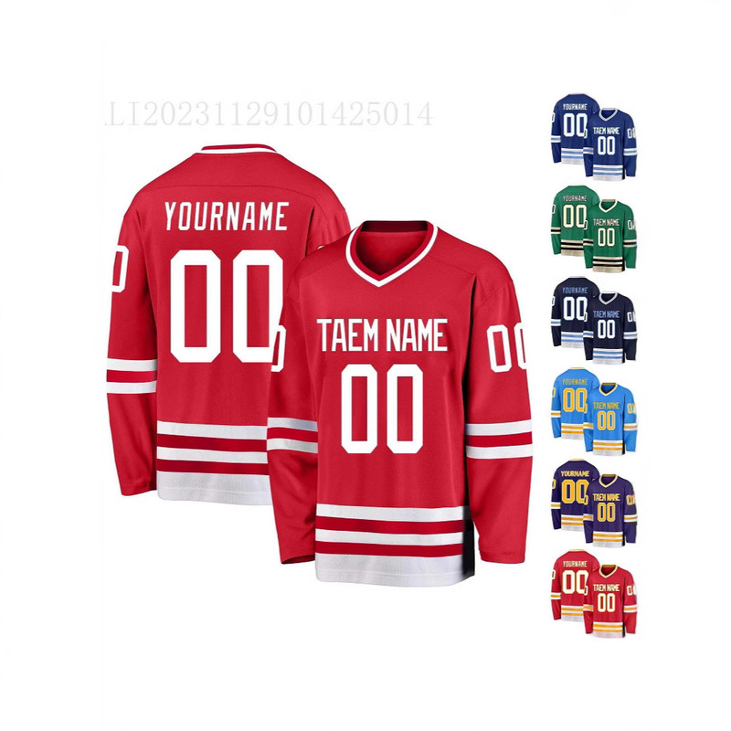 Cross-Border European and American Amazon New Men's Long-Sleeved T-Shirt Ice Hockey Uniform 3D Digital Printing Sublimation Process