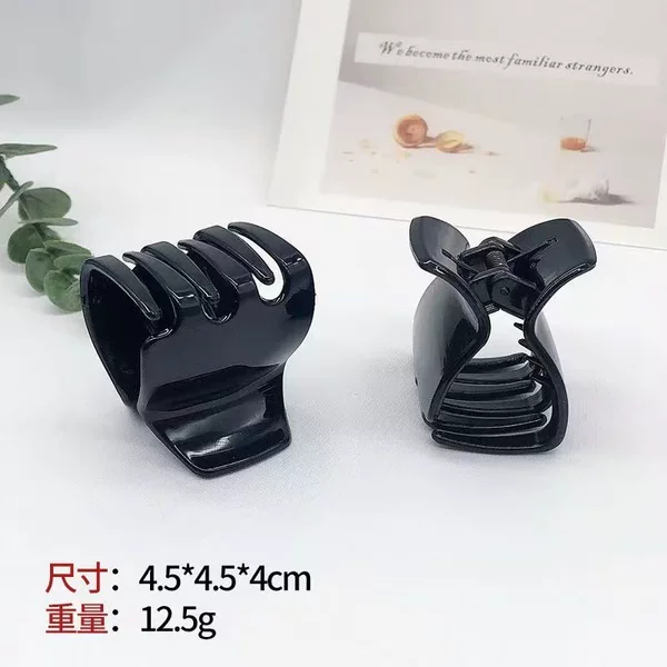 4cm Medium-Sized Square Hair Clip, Simple Black Claw Clip, Vertical Clip, DIY Handmade Accessory, Hair Claw for the Back of the Head, Ponytail Clip