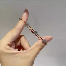 【超级有钱花】小花钱币红绳手链女简约百搭手工编织情侣手绳礼物