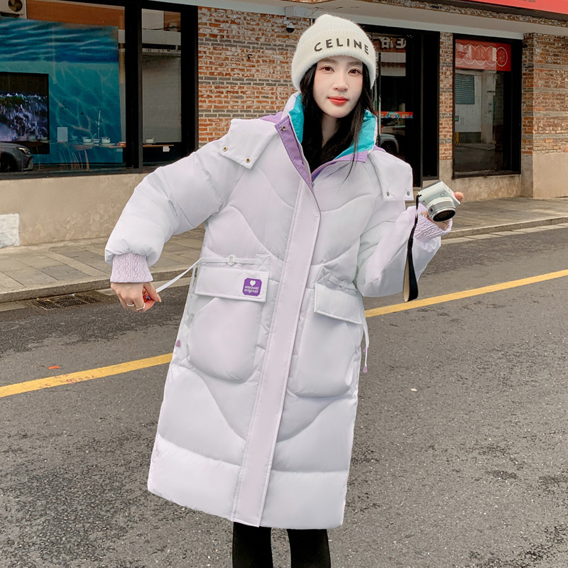 Gran chaqueta de algodón de plumón para mujeres largas y gruesas sueltas 2023 nuevo chaqueta de invierno con capuzas coreana de algodón delgado abrigo image 8