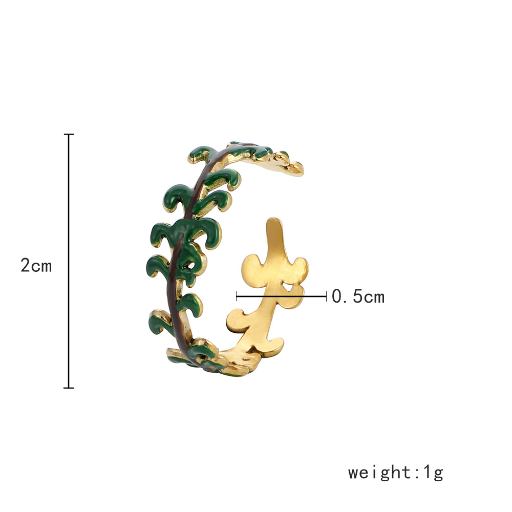 Open Ring Classification Adjustable Ring Size Wholesale Jewelry Fashion Leaf Heart Shape Flower Titanium Steel 18K Gold Plated Plating Open Ring